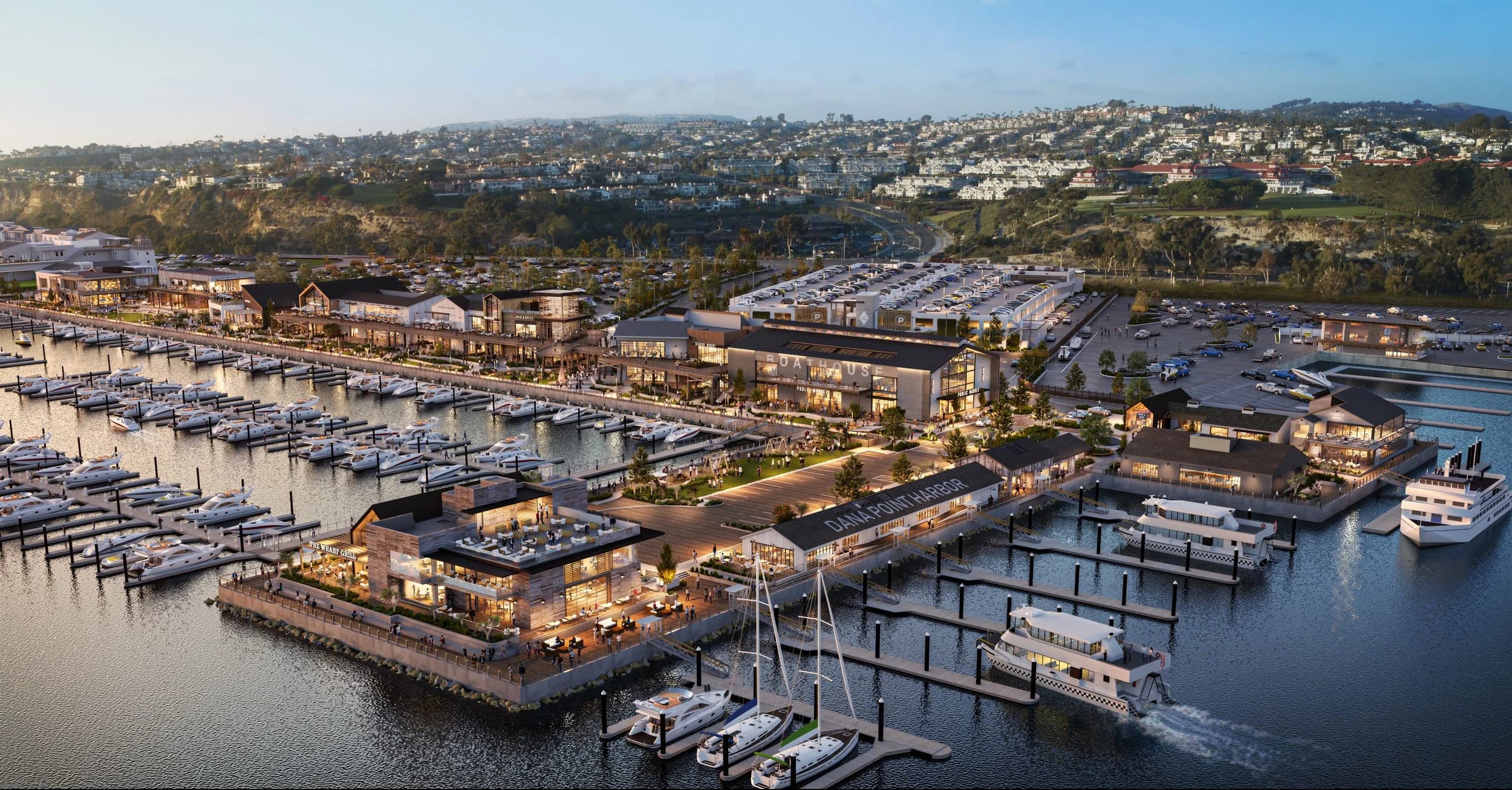 Dana Point Harbor at dusk